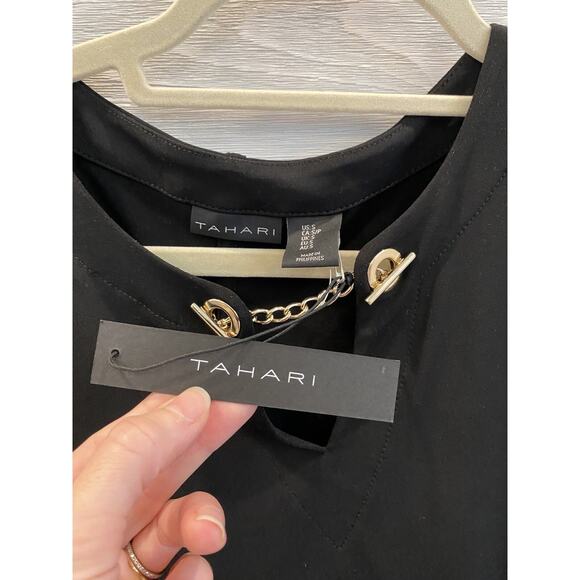 Tahari Blouse Womens Size Small NEW Black & Gold Shirt Dressy Office Career Work - Picture 4 of 8